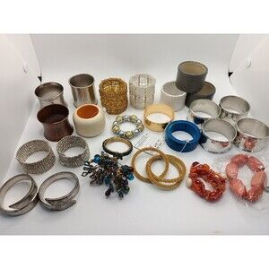 Napkin Rings Holders Lot 24 Some Handcrafted, Some NWT Colorful Crafts Hobby DIY